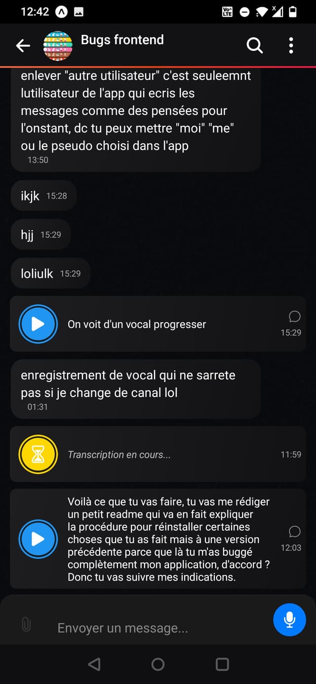 Vue des messages